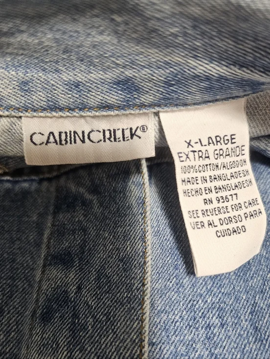Vintage Cabin Creek Denim Chore Jacket XL Oversized 90s Y2K Utility Lagenlook - Picture 5 of 8